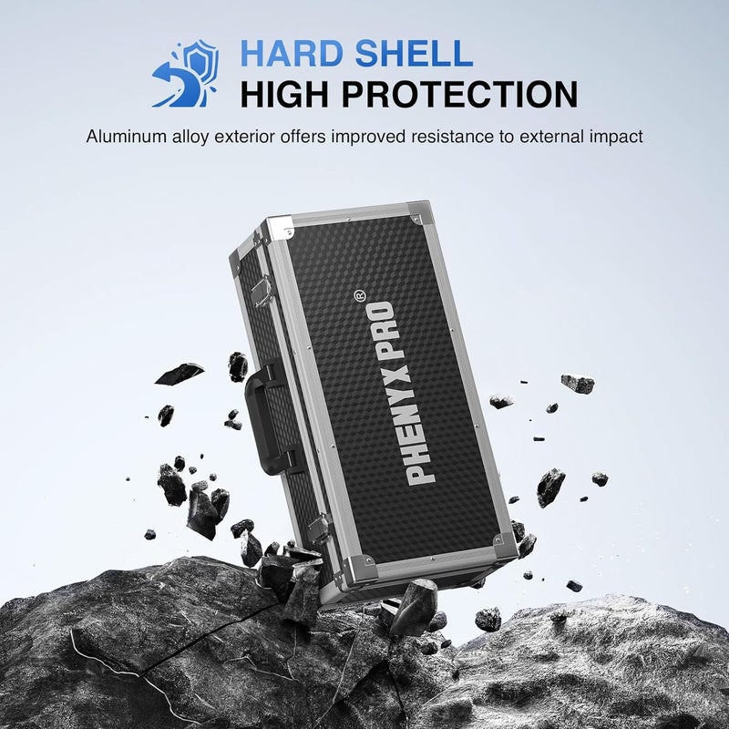 Phenyx Pro Aluminum Alloy Frame Carrying Case with Two-layer Pre-Diced Pick and Pluck Foam, Ideal Quad-Channel Wireless Mic Systems Transportation (Size Large 20.3 x 10 x 5.9 In) - Image 2